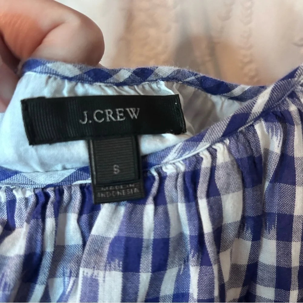 Blue and White Checkered Dress J Crew plaid gingham dress tank S small great